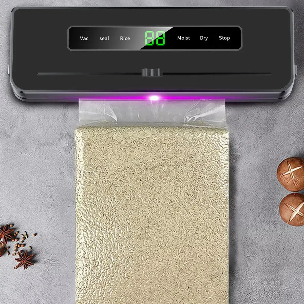 Electric Vacuum Sealer Dry/Wet Food Sealed Packaging Machine Packaging Machine Kitchen Home Food Storage Seal Smart Touch Key - SPINGHAR