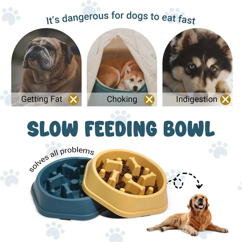 Dog Slow Feeder Bowl Anti-choking Food Bowl for Dogs Slow Eating Dog Feeders Healthy Diet Pet Bowl Feeding Supplies SPINGHAR