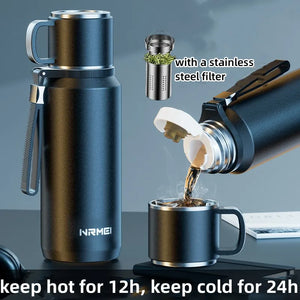 Double Wall Keep Hot and Cold Thermos Bottle Stainless Steel Insulated Bottles Vacuum Flask Large Thermos Cup with Tea Filter SPINGHAR