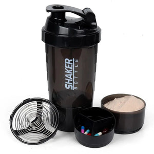 3 Layers Shaker Protein Bottle Powder Shake Cup Water Bottle Plastic Mixing Cup Body Building Exercise Bottle - SPINGHAR