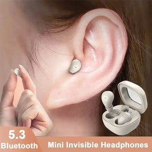 SK19 Bluetooth 5.3 Earphones Mini Invisible Headphones TWS Wireless Earbuds HIFI Stereo Noise Reduction Heasets with Microphones - SPINGHAR