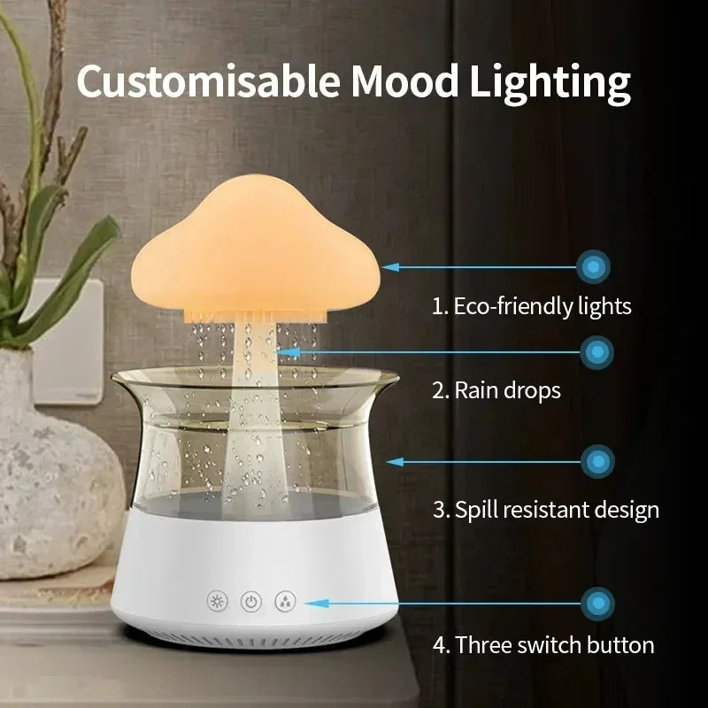 Rain Cloud Humidifier Essential Oil Diffusers Aroma Diffuser Water Flow Speed 7 Color Light  Raindrop Humidifier For Home SPINGHAR