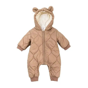 Newborn Baby Romper Winter Thicken Cotton Jumpsuit Infant Onesie Fleece Lining Hooded Rompers for Boy Girl Clothes Kids Outfit - SPINGHAR