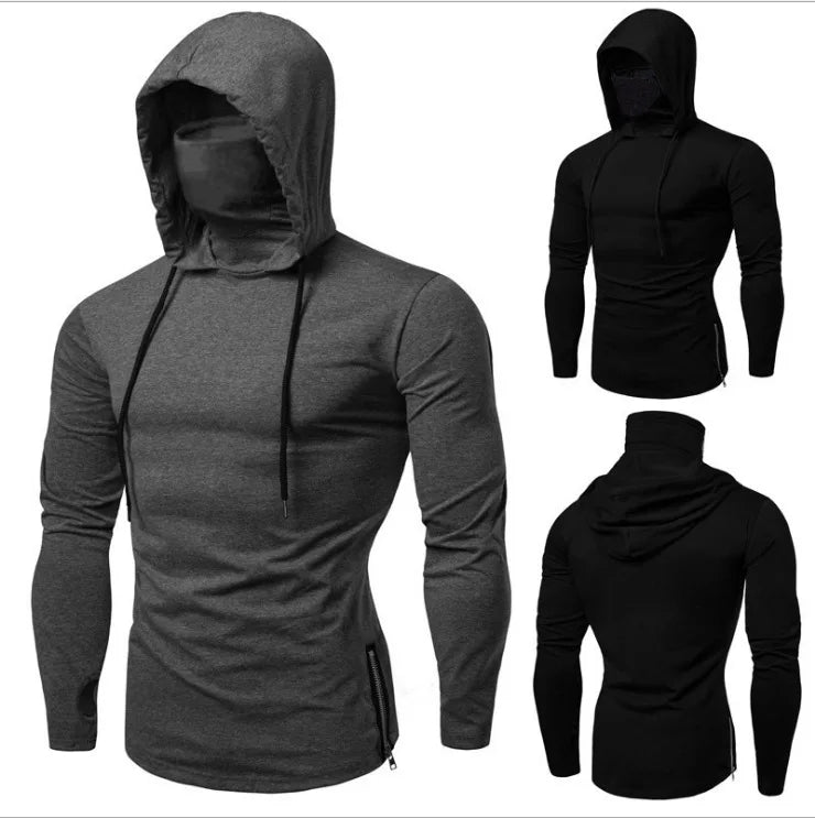 Factory Direct Sales Solid Color Autumn Leisure Fitness Sweatshirt Men's Thin Sweater Hooded Long-sleeved Hoodie SPINGHAR