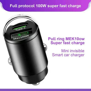 100W USB Car Charger 2 Ports Fast Charging Car Phone Charger For iPhone SamsungXiaomi Quick Charge 3.0 Type C Charger In Car - SPINGHAR