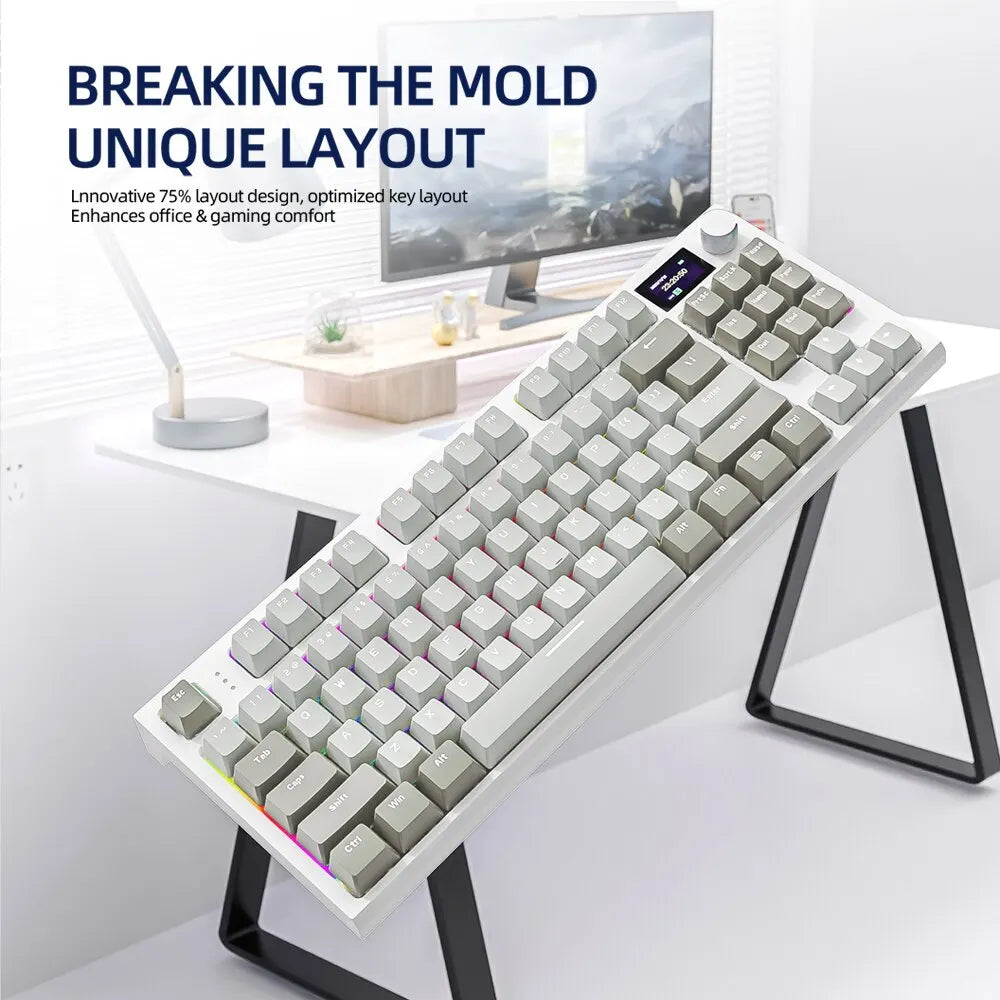 K86 Wireless Hot-Swappable Mechanical Keyboard Bluetooth/2.4g With Display Screen and Volume Rotary Button for Games and Work SPINGHAR