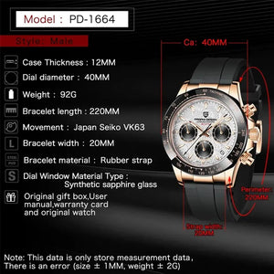 40mm New V2 PAGANI DESIGN Men's Quartz Watches Sapphire Retro Chronograph Stainless Steel Waterproof Watch Men Relogio Masculino - SPINGHAR