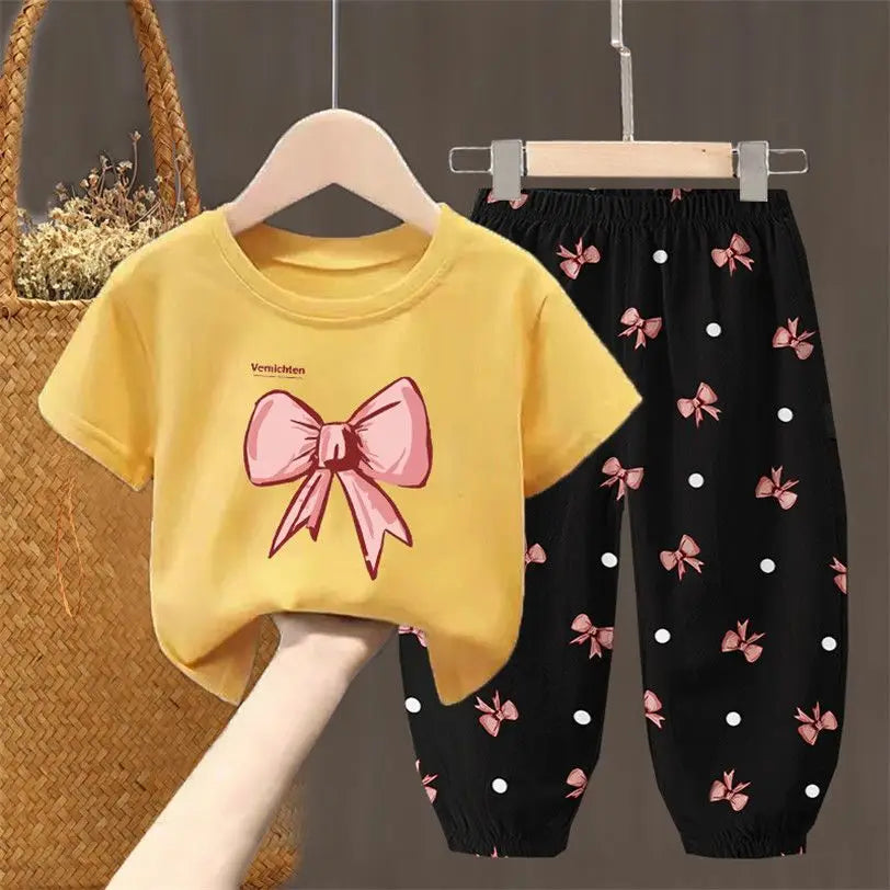 Summer Sets Children's Clothing Girls Kids Toddler Clothes Cute Fashion T-shirt Top Pants 2PCS Baby Girl Clothes SPINGHAR