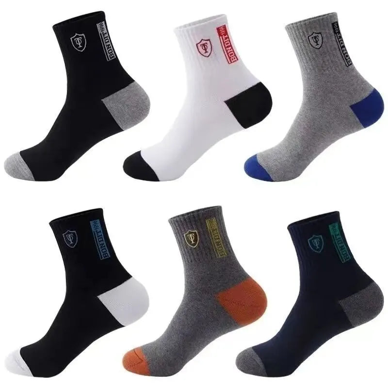 5Pairs Breathable Cotton Sports Stockings Men Bamboo Fiber Autumn and Winter Men Socks Sweat Absorption Deodorant Business Sox SPINGHAR