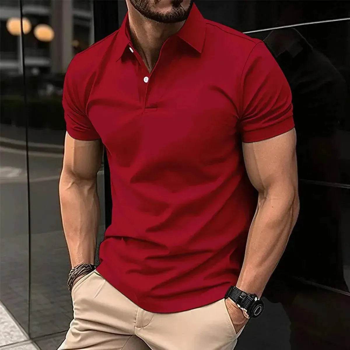 Best-Selling Men's Summer Solid Color Polo Shirt - Slim Fit Business Casual - SPINGHAR