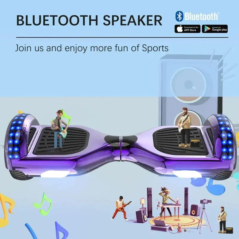 6.5-Inch Hoverboards with Bluetooth & LED Lights - SPINGHAR