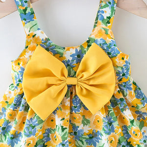 2Pcs/Set Flowers Baby Girl Dresses Summer Fashion Toddler Children Clothes Beach Smooth Dress Kid's Costume Hat 0 To 3 Y SPINGHAR