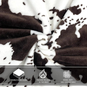 Cute Cow Print Fleece Blanket - Cozy, Soft, and Lightweight Throw for All Seasons SPINGHAR