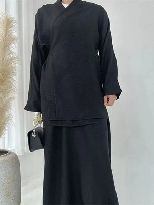 Plain 2-Piece Eid Abaya Set - Modest Tops & Skirt for Women - SPINGHAR