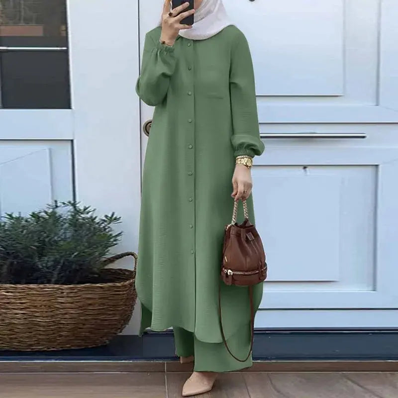 Elegant Solid Color Dubai Abaya for Women - Turkish Jalabiya Dress for Ramadan & Eid - SPINGHAR