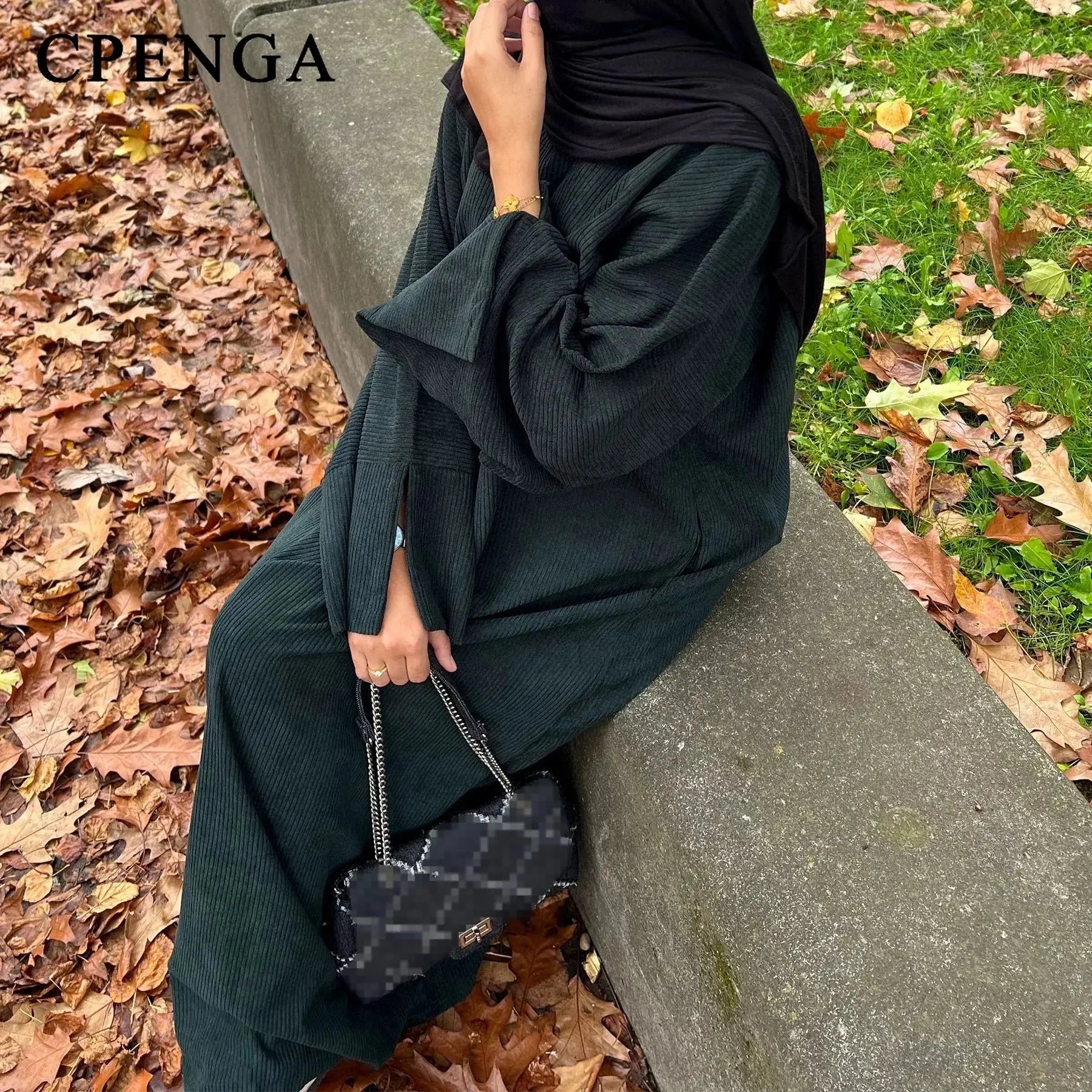 Warm Winter Abayas Muslim Women Corduroy Abaya 2023 New Modest Dress Thicked Solid Color Long Robe Female Islam Clothing - SPINGHAR