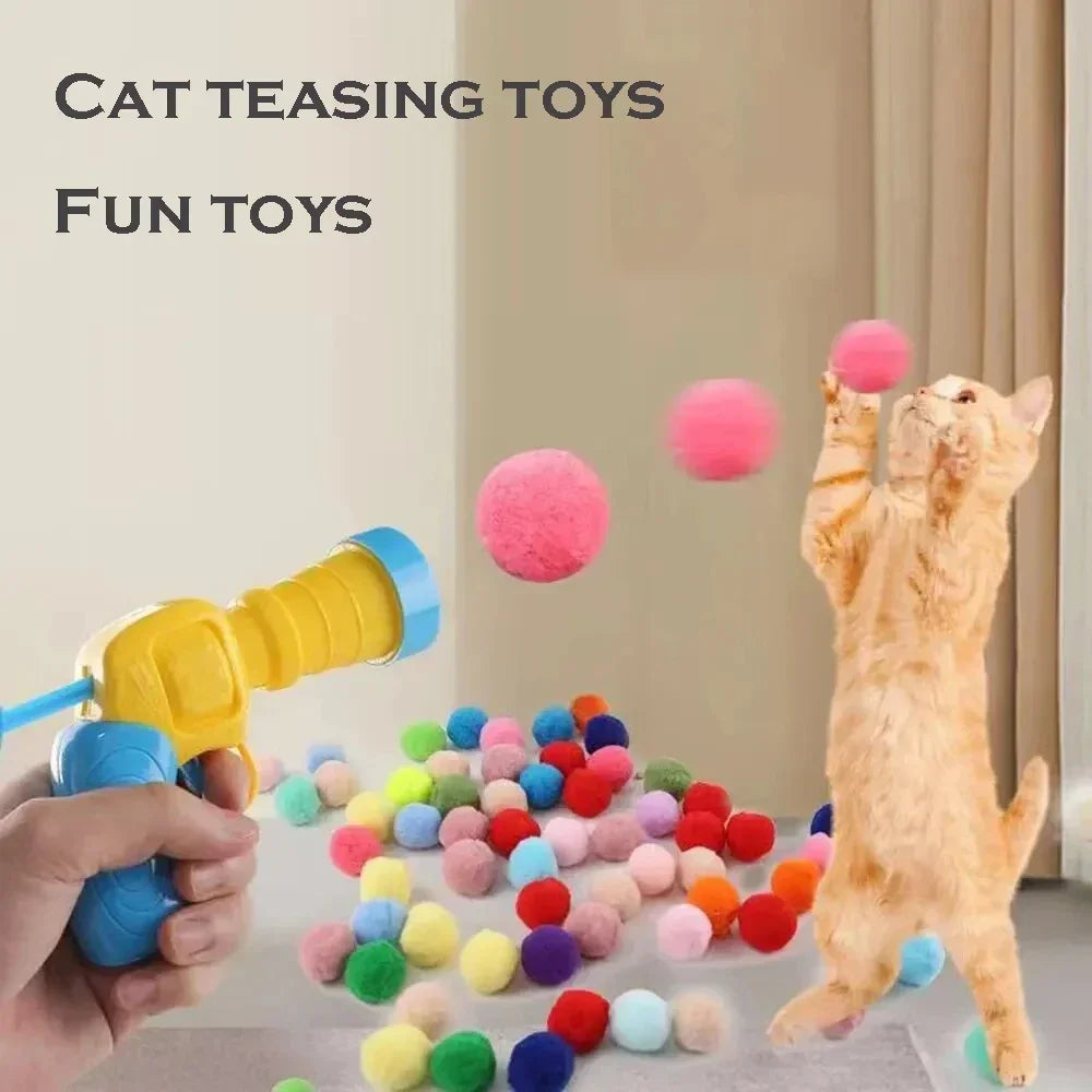 "Cat Plush Toy Launcher – Silent Interactive Mini Gun with Balls" SPINGHAR