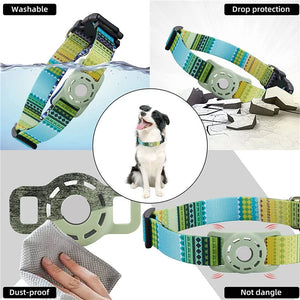 For Apple Air Tag Dog Collar Holder Print Protective Airtag Case for Pets Dog Cat Collar GPS Anti-lost Trackers Case Adjustable SPINGHAR