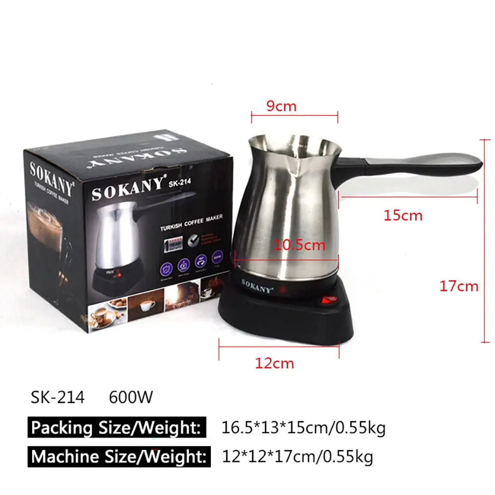 600W 220V Electric Espresso Utensils Turkish Greek Coffee Maker Stainless Steel Moka Pot Coffee Machine Home Kitchen Appliances - SPINGHAR