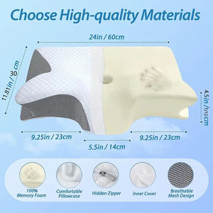 1pc Memory Foam Cervical Pillow, 2 in 1 Ergonomic Contour Orthopedic Pillow for Neck Pain, Contoured Support Pillows,Neck Pillow - SPINGHAR