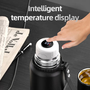 Stanless Steel Thermos Bottle with Tea Filter,Temperature Display Bounce Cover Insulated Bottles Outdoor Portable Vacuum Flasks SPINGHAR