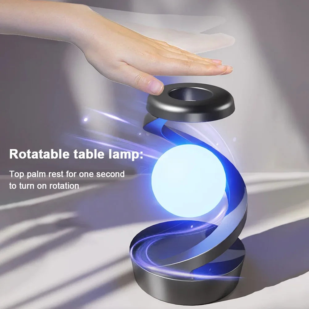 3D Levitating Ball Lamp with Wireless Phone Charger Creative Table 3D LED Lamp Floating Moon Table Lamp for Bedroom Novelty Gift SPINGHAR