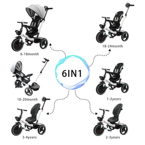 Ubravoo Baby Stroller Tricycle Ride Bike , 360 Degree Rotation Sitting & Lying,Celerity Disassembly & Assembly,1-5 Years - SPINGHAR