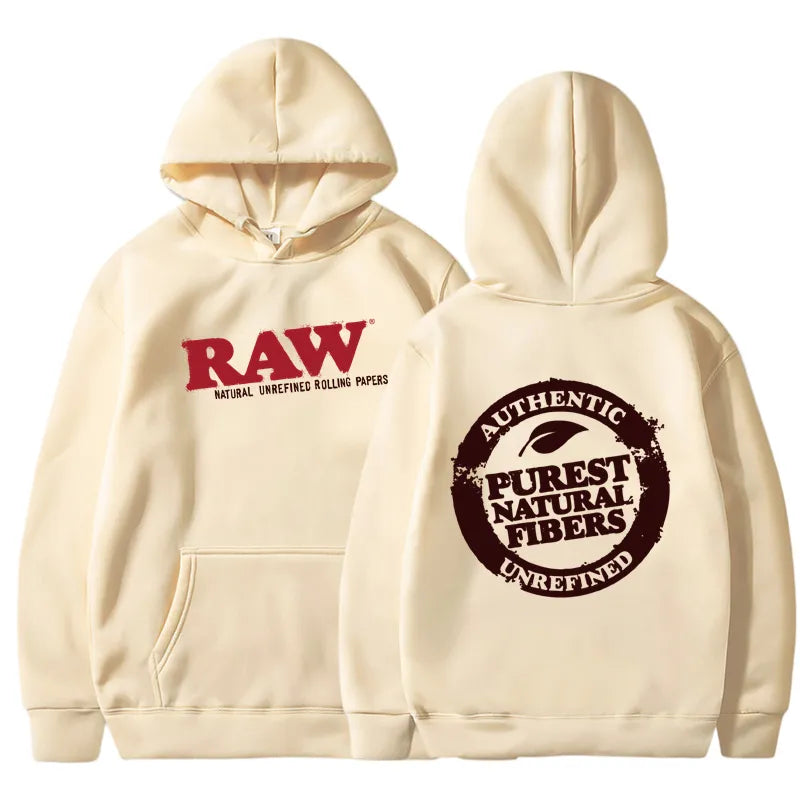 RAW Fashion Hoodie Men's Sweatshirt Polar Fleece Hooded Harajuku Hip Hop Casual Men's Ladies Hoodie High Quality Pullover Hoodie SPINGHAR