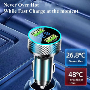 2 in 1 USB Car Charger Adapter 300W Super Fast Charge with Voltage Monitor for iPhone Samsung iPad Huawei Oneplus OPPO VIVO - SPINGHAR