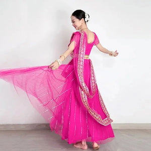 Elegant Women's Pakistani Sari | Traditional Indian Clothing for Parties, Cosplay, and Dance Performances - SPINGHAR