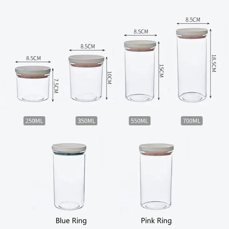 WBBOOMING 2 Different Color Sealed Ring Bottles Kitchen Storage Box Transparent Food Canister Keep Fresh New Clear Container - SPINGHAR