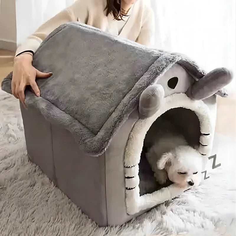 Soft Pet Bed Tent House Dog Kennel Cat Bed Indoor Warm Dog House with Removable Cushion Suitable for Small Medium Large Pets SPINGHAR