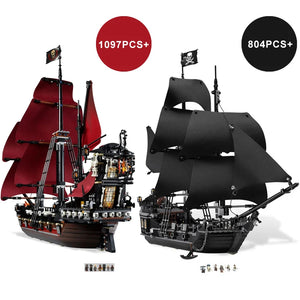 Pirates The Black Pearl And Queen Anne's Revenge Ship Building Block Model Assemble Bricks Toys Kids Gifts Fit MOC 4195 4184 Set SPINGHAR