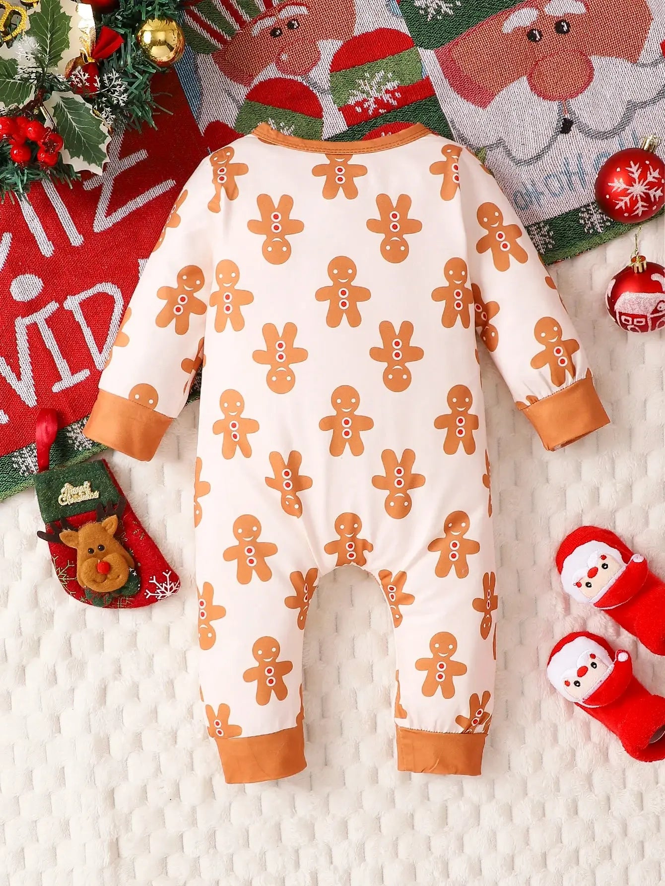 Autumn & Winter Infant/Toddler 0-18m 1 Year Old Baby Long Sleeved Cartoon Christmas Pants Crawling Suit Newborn Romper - SPINGHAR