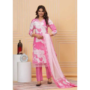 Fully Stitched Pakistani Women Designer Straight Pink Printed Salwar Suit Dress - SPINGHAR