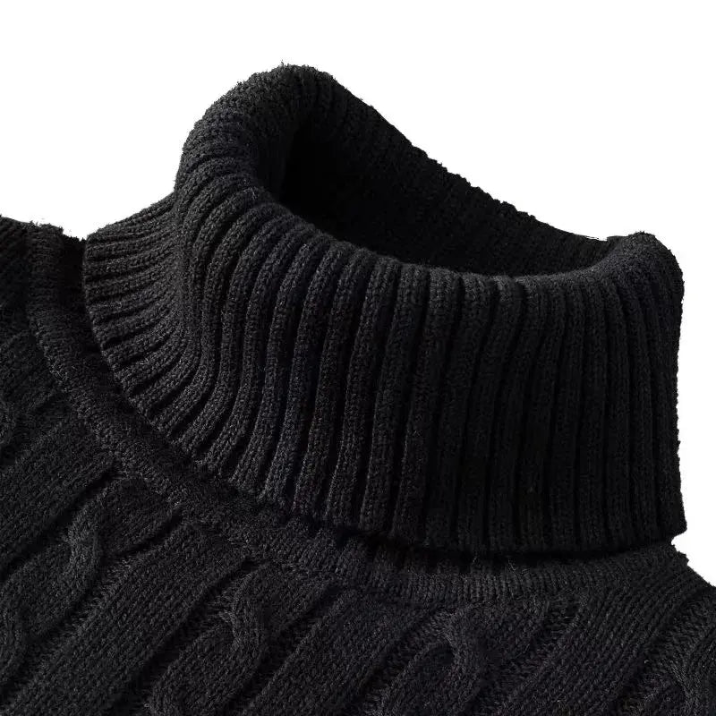 Autum Winter Warm Turtleneck Sweater Men's Casual Rollneck Knitted Pullover Keep Warm Men Jumper Knit Woolen Sweater - SPINGHAR