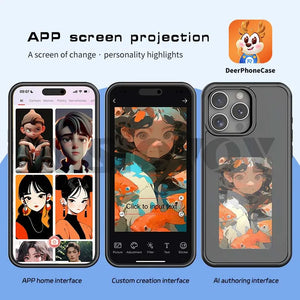 DIY Picture Sunshine Boys E-ink Screen Phone Cases For iphone 15 14 13 Pro Max NFC Function Smart Phone Case Fashion Cover Funda SPINGHAR