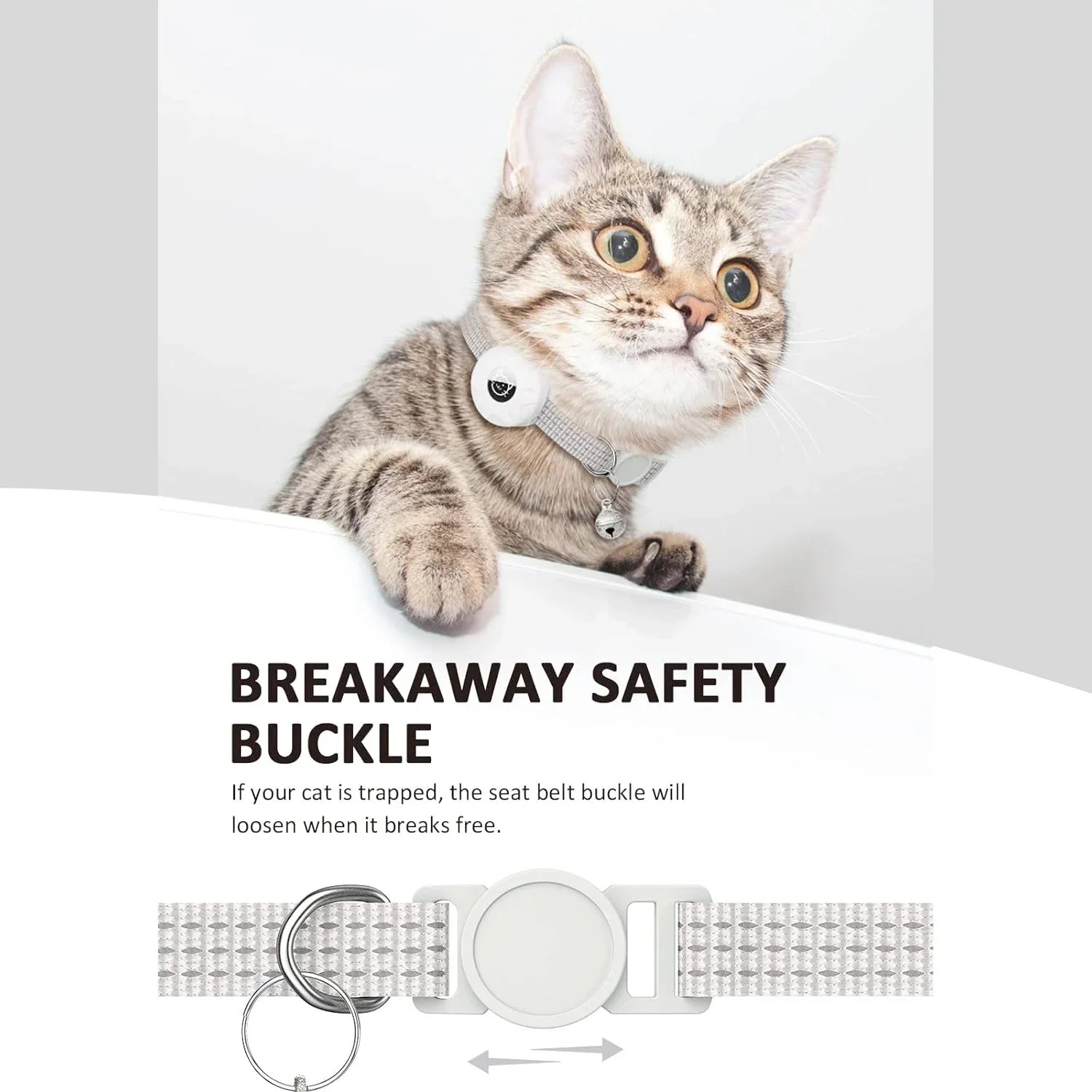 for Apple AirTag Cat Collar,Air Tag Pet Collar with airtag Holder and Bell Reflective GPS Kitten Collar for Girl Boy Cats gatos SPINGHAR