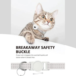 for Apple AirTag Cat Collar,Air Tag Pet Collar with airtag Holder and Bell Reflective GPS Kitten Collar for Girl Boy Cats gatos SPINGHAR