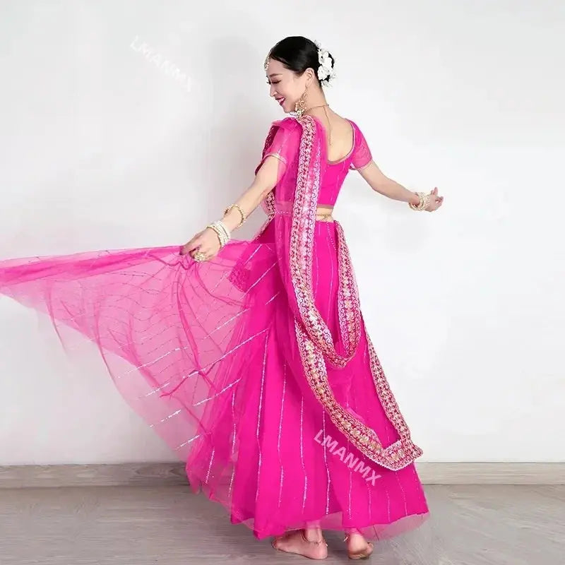 Elegant Pakistani Sari for Women | Traditional Indian Clothing for Parties, Cosplay, and Dance Performances - SPINGHAR