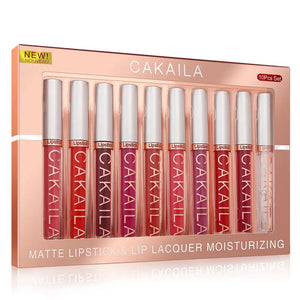 CAKAILA 10pcs Matte Nude Lip Gloss Set - SPINGHAR