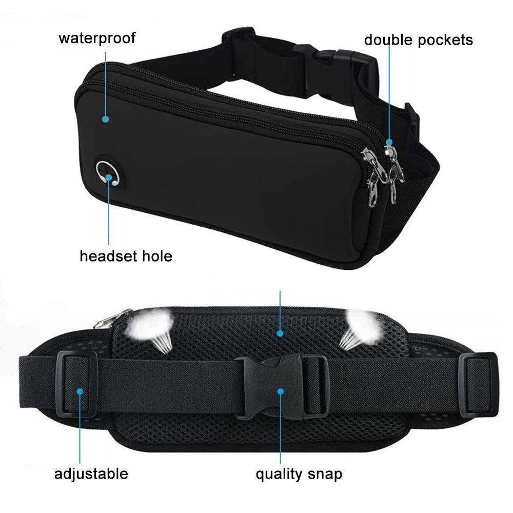 Sports Fanny Pack Women Belt Bag Men Running Waist Bag Phone Black Gym Bags Running Accessories SPINGHAR