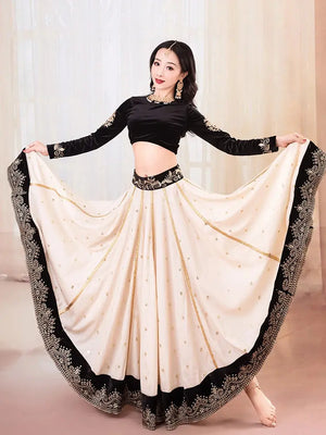 2022 India Clothing Sarees For Performance Woman  Lehenga Choli Black Belly Dancing Dress Nepal Pakistan Embroideried Lady Dress - SPINGHAR