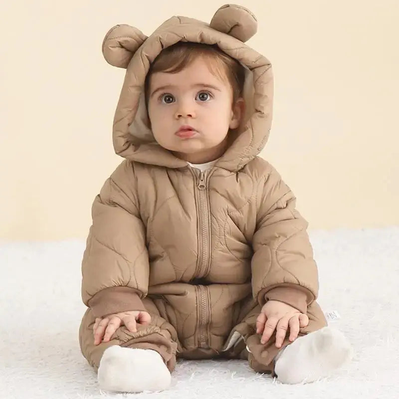 Newborn Baby Romper Winter Thicken Cotton Jumpsuit Infant Onesie Fleece Lining Hooded Rompers for Boy Girl Clothes Kids Outfit - SPINGHAR