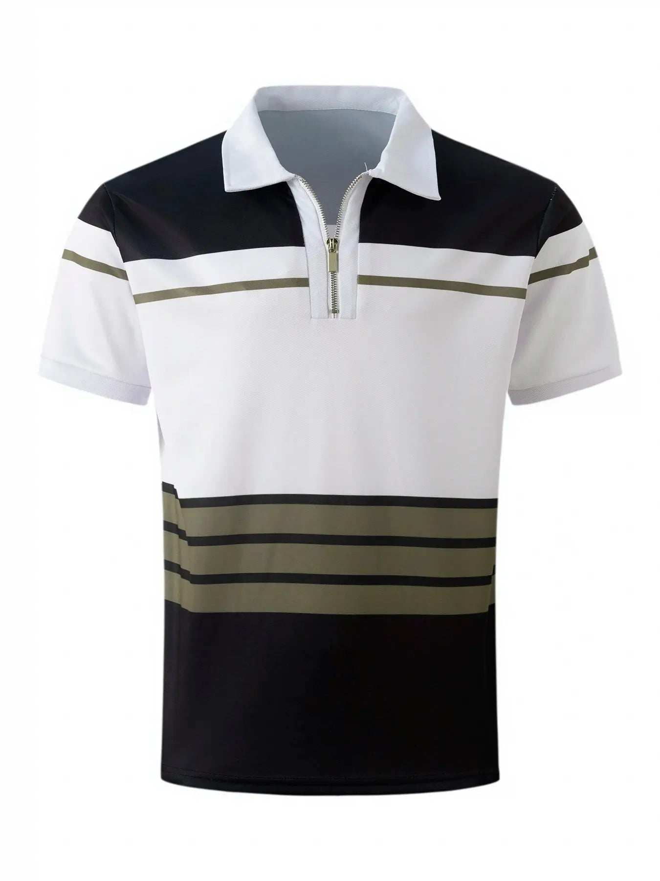 Summer Men's Short Sleeve Polo Shirt - Casual Stripe Print England Style - SPINGHAR