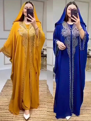 Eid Women's Hooded Abaya 2-Piece Set - SPINGHAR