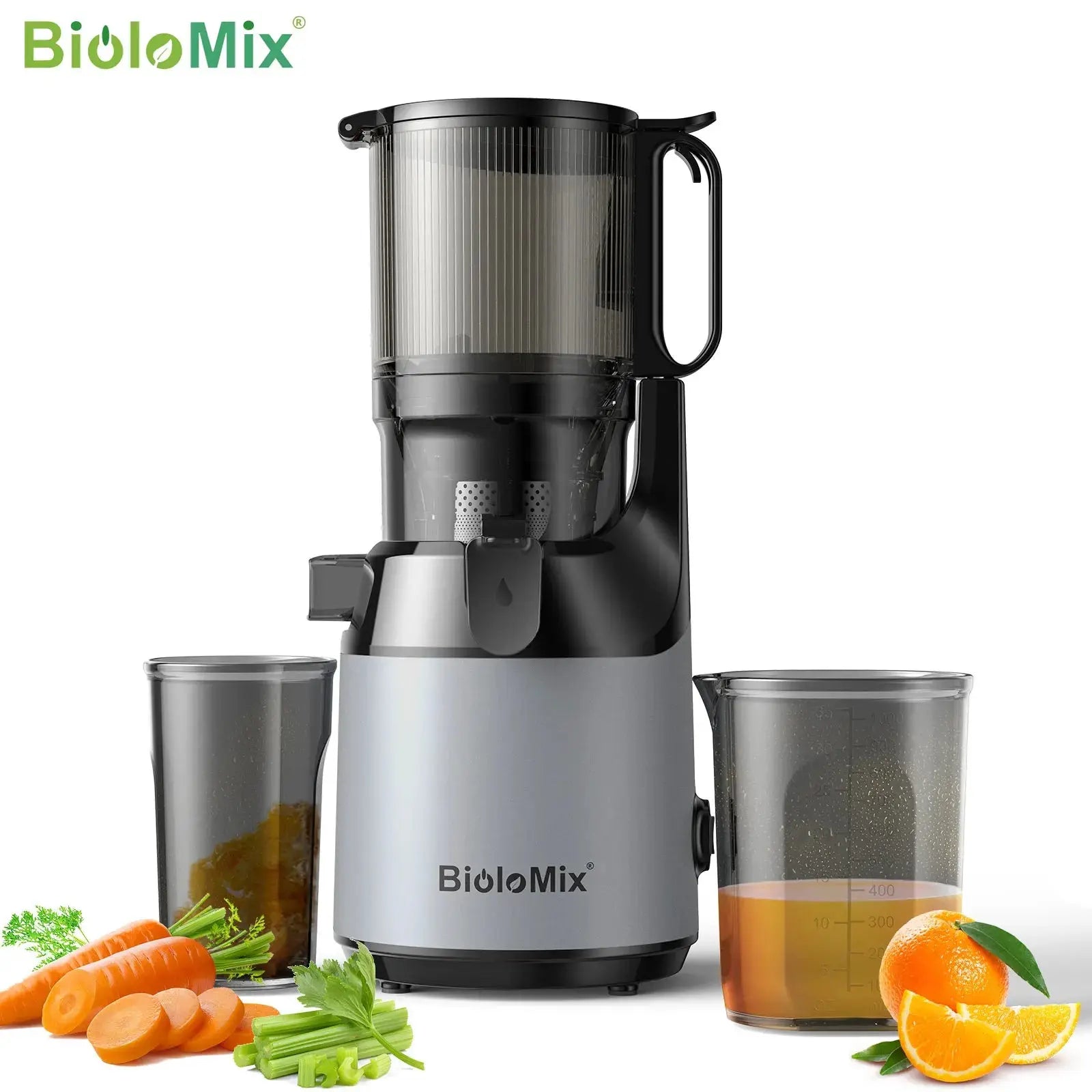 BioloMix Cold Press Juicer,with 130mm Feed Chute,Fit Whole Fruits & Vegetables,High Juice Yield,BPA FREE Slow Masticating Juicer - SPINGHAR