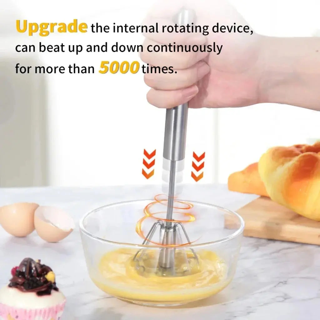 Semi Automatic Mixer Whisk Egg Beater Stainless Steel Manual Hand Mixer Self-Turning Cream Utensils Kitchen Mixer Egg Tools - SPINGHAR