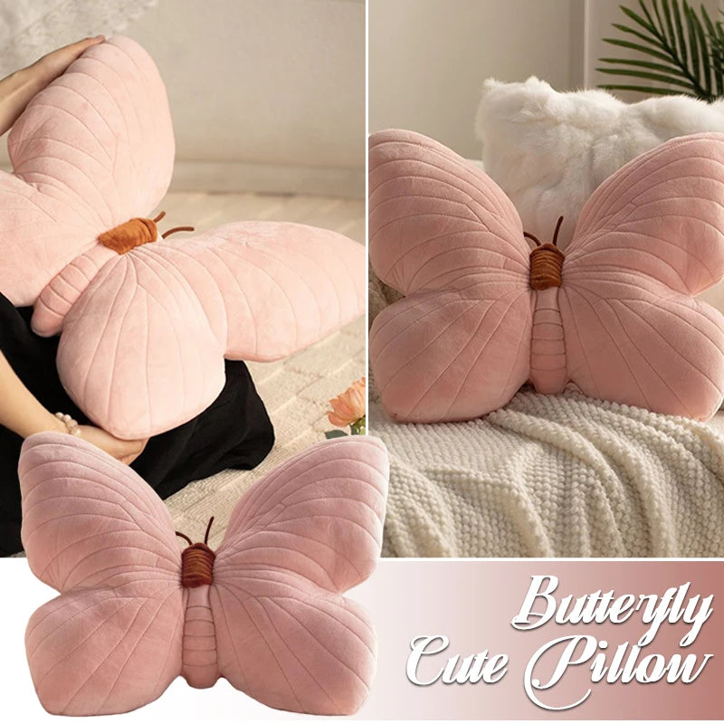 Pink Butterfly Throw Pillow Cushion SPINGHAR