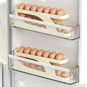 New Automatic Rolling Double-layer Egg Dispenser, Egg Holder Dispenser for Refrigerator, Holds 15 Eggs, Space-Saving Egg Storage SPINGHAR